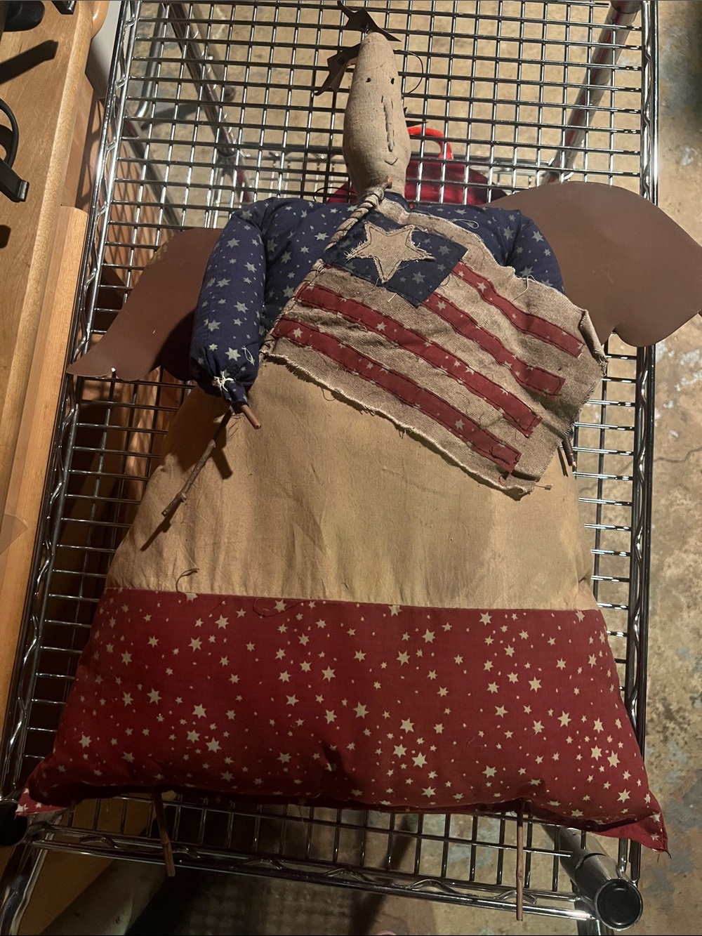 Patriotic Star-Fabric Home Accent Doll - Red, Blue, Cream